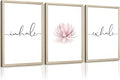 Inhale Exhale Wall Art Zen Canvas Decor Yoga Lotus Wall Art Calming Meditation Artwork Pink Yoga Poster Zen Pictures Painting for Living Room Bedroom 12x16 Inch Wood Framed Set of 3