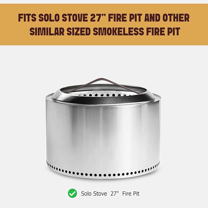 onlyfire Fire Pit Carrying Handle for 27" Yukon Solo Stove Smokeless Fire Pit & Smaller, Heavy-Duty PU Lifting Strap with Stainless Steel Hooks for Camping Outdoor, Suitable for Bonfire, Breeo, Tiki