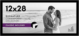 Americanflat 12x28 Picture Frame with Polished Plexiglass - Signature Collection - Gallery-Style Frames Made of Engineered Wood - Photo Frame for Wall Display - Black