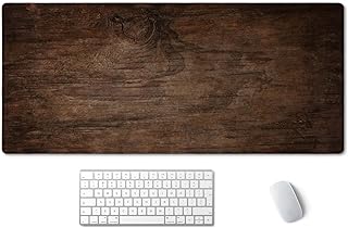 SSOIU Extended Gaming Mouse Pad (35.5x15.7 in), Large Non-Slip Rubber Base Mousepad with Stitched Edges, Waterproof Keyboard Mouse Mat Desk Pad for Work, Game, Office, Home - Texture of Bark Wood