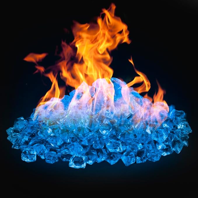 Mr. Fireglass 1/2-Inch Polygon Fire Glass for Fireplace Fire Pit & Lanscaping, 10 Pounds High Luster Pacific Blue