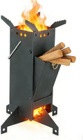Portable Rocket Stove Camping Stove Wood Burning Stove Solo Stove Used For Camping, Picnicking, BBQ, Outdoor Cooking,Heating Black