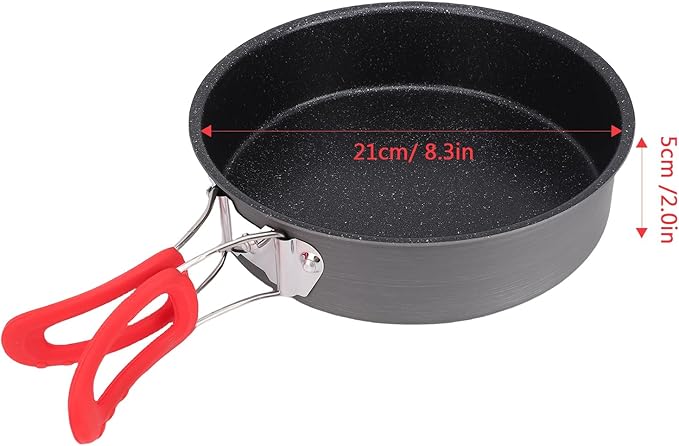8inch Camping Frying Pan Aluminum Oxide Non stick Pan for Outdoor Camp Picnic