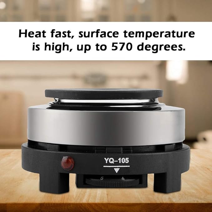 Tiiyee Small Hot Plate Mini Hot Plate, 500W Hot Plate Electric Moka Pot 110V Single Burner Portable Stove Cooktop Coffee Heater Water Heat Adjustable Temperature for RV Dorm Outdoor Camping Kitchen
