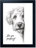 Gongyuanyihao Arts Funny Dog Bathroom Wall Art with Black Frame, Are You Pooping Sign for Farmhouse Restroom Decor, Rustic Humorous Canvas Print Painting Ready to Hang 8"x10"
