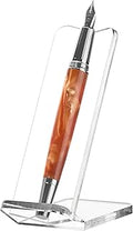 SANRUI Premium Thick Clear Acrylic Pen Display Stand Angled V-Channel Single Pen Stand for Desk, Stable Fountain Pen Holder for Beadable Pens, Collectibles, Office, Craft Shows