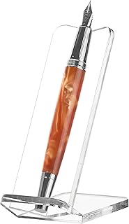 SANRUI Premium Thick Clear Acrylic Pen Display Stand Angled V-Channel Single Pen Stand for Desk, Stable Fountain Pen Holder for Beadable Pens, Collectibles, Office, Craft Shows