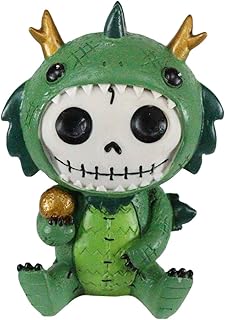 Ebros Furrybones Tatsu Dragon Figurine Small 3.25" Furry Bones Skeleton Monster Collectible Decor Statue Gothic DOD Fantasy Dragons Drakes Wyrmlings Themed Skulls Skeletons Decorative Sculpture
