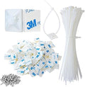 3/4" Strong Back-Glue Self Adhesive White Cable Zip Tie Mounts 100pcs with 8" Ties, Screws, Outdoor Sticky Wire Fasteners Cable Clips Management Anchors Organizer Holders Squares