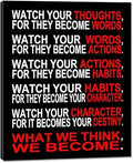 Pyradecor Watch Your Thoughts Motivational Classroom Poster Modern Canvas Prints Wall Art Paintings Ready to Hang for Office Living Room Home Decorations Stretched Pictures Artwork