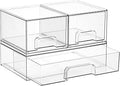 Vtopmart Stackable Storage Drawers Set of 3,Clear Plastic Organizer Bins for Makeup, Cosmetics, Beauty Supplies,Ideal for Vanity, Bathroom,Cabinet,Pantry Organization