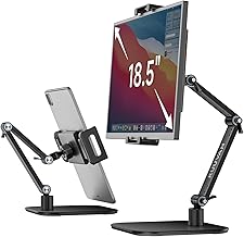 Portable Monitor Stand, Large Clamp - Heavy Duty Aluminum Desktop, Knob-Locking Adjustable Arm Mount for 7.9-18.5" Portable Monitors & Tablets, Max Load 3.3 lbs (Black)