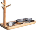 Wood Key Tray for Entryway Table, Jewelry Tray, Catchall Tray with 3 Stand Hanging Organizer, for Rings, Phone, Bracelets Watches