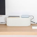 White Cable Box Organizer, Plastic Cord Hider Box with Lid for Desk and Floor, Power Strips Cover for Home, Office, Computer, TV, School, Kitchen, Surge Protector Cover (Small)