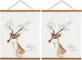 2 Pack Magnetic Poster Hanger Frame, 20x28 20x30 20x26 Light Wood Wooden Magnet Canvas Artwork Print Dowel Poster Hangers Frames Hanging Kit (Teak Wood, 20", 2 Packs)