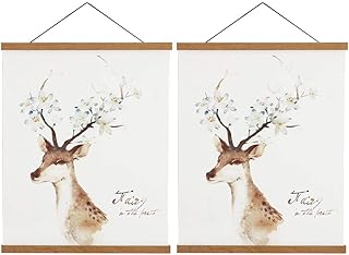 2 Pack Magnetic Poster Hanger Frame, 20x28 20x30 20x26 Light Wood Wooden Magnet Canvas Artwork Print Dowel Poster Hangers Frames Hanging Kit (Teak Wood, 20", 2 Packs)