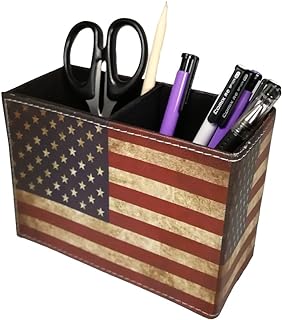 DreamsEden Pen Holder, Vintage American Flag Pencil Cup Desktop Pen Organizer for Desk Office Home Patriotic Decor