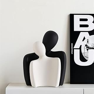 CESTATIVO Ceramic Couple Statues - Hugging Couple Figurines for Shelf and Table, Modern Romantic Sculptures for Living Room, Bedroom, Office Decor - Black White