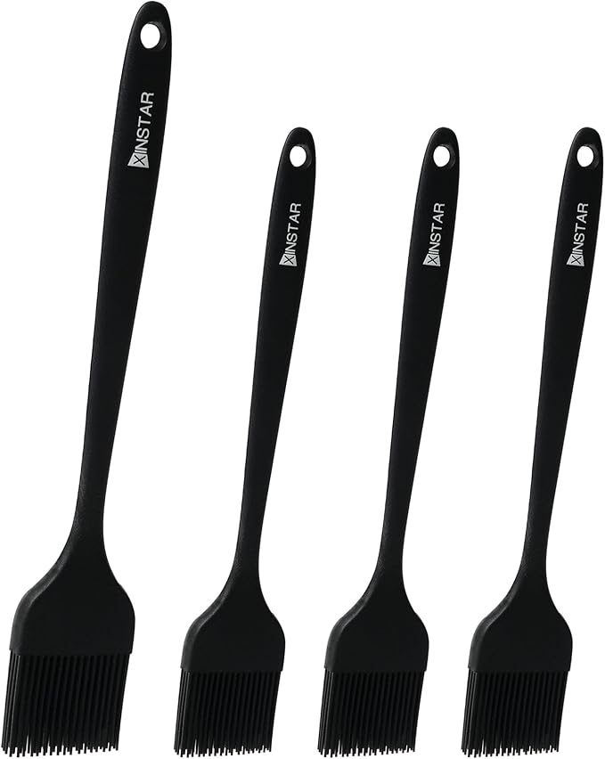 4 Pack Silicone Basting Pastry Brushes; Heat Resistant Pastry Brush ;Enhance Your Grill and Baking Skills with Our Heavy-Duty Steel Core Brush - Ideal for Cooking Enthusiasts and Pros Alike