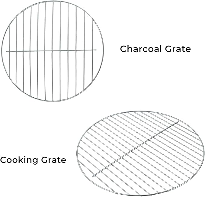 Stainless Steel Hinged Cooking Grate Charcoal Grate compatible with Cuisinart 14-inch Portable Barbecue Grill (A set)