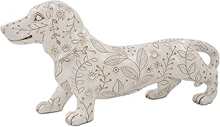 SIMON'S SHOP 11'' Dachshund Sculpture, White Wiener Dog Statue, Standing Puppy Figurines for Dog Lovers, Home Office Table Mantel Bookshelf Décor Visit the Store
