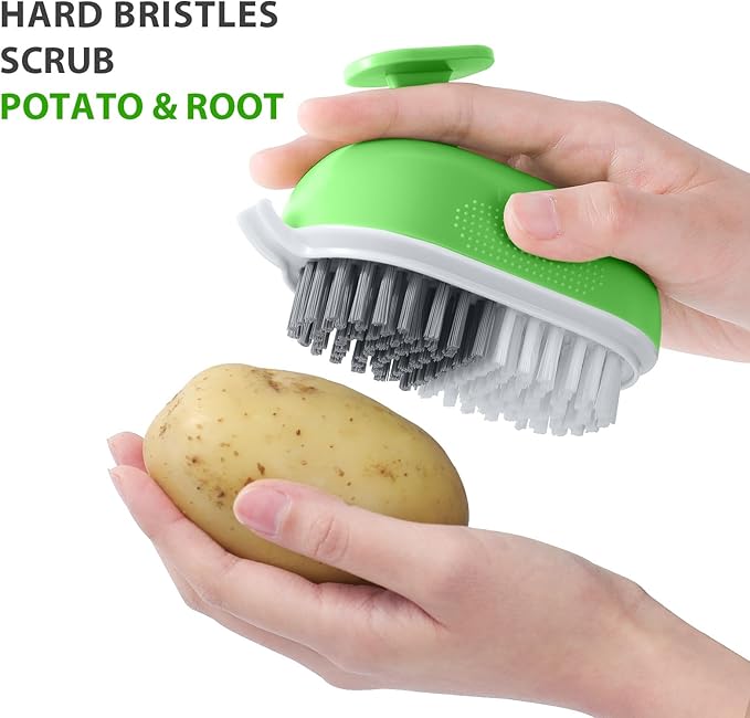 Lumkew Vegetable Brush Scrubber for Food, Drainable Potato Mushroom Scrubber Brushes, Veggie Fruit Washing Scrub Cleaner,1Pcs, Green