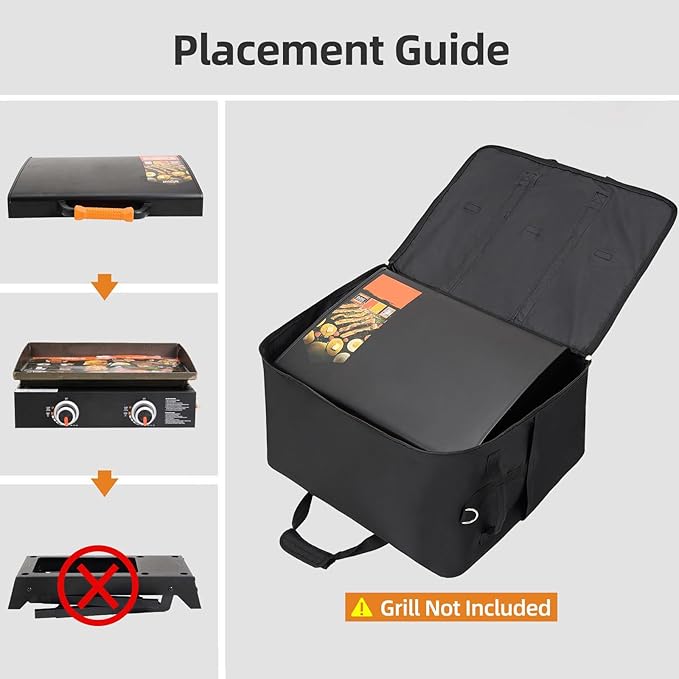 NOELIFE Padded Carry Bag for Blackstone 22 inch Tabletop Griddle with Hood Lid, 600D Water-resistant Outdoor BBQ Grill Carrying Case, Fit for Model 1891, Black (Bag Only)
