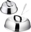 Cheese Melting Dome, HaSteeL 12In & 9In Heavy Duty Round Basting Steam Cover, Stainless Steel Griddle Grill Accessories for Flat Top BBQ Kitchen Cooking Indoor & Outdoor, Dishwasher Safe - (2Packs)