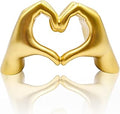 Large Gold Heart Hands Sculpture Decor, Resin Golden Modern Abstract Love Finger Statue, Gold Hand Model Decoration for Home Living Room Bedroom Bookshelf Shelves Wedding Office Desk Table