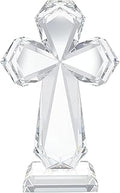 YWHL Clear Crystal Standing Cross Figurine Decor, Holy Cross Collectible Figurines Decoration, Religious Gifts for Women Men, Handmade Christian Easter Cross for Home Office