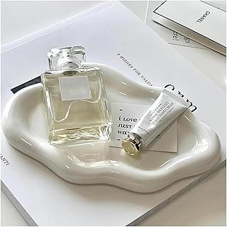 Small Jewelry Dish for Women, Gifts for Mom, Ceramic Jewlery Tray Ring Holder, Vanity Ring Dish Cute Cloud Tray, Nightstand Decor Trinket Bowl for Earrings, Perfume, Keys, White Jewelry Plate