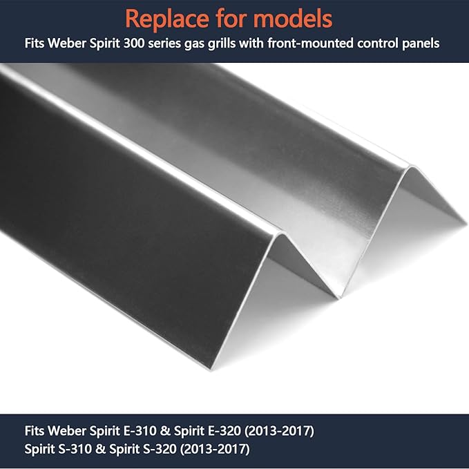 Hongso 7636 15.3" Stainless Steel Flavorizer Bars Replacement for Weber Spirit I & II 300 Series E & S 310 320 330 Gas Grill with Front Mounted Control, Spirit 2 GS4 Heat Plate for 67046 69797 68843
