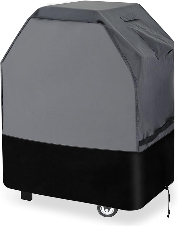Heavy Duty Grill Cover 32 Inch, 600D Oxford Water Resistant UV & Fade Resistant BBQ Cover for Weber Char-Broil Dyna Glo Nexgrill Charcoal Gas Grill (32”W x 25”D x 43”H, Gray/Black)