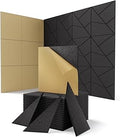 18 Pack Acoustic Panels Sound Absorbing for Gaming Room Wall, Black Decorative Cut-line Peel and Stick Sound Reducing Art Ceiling Tiles for Home Office Recording Studio Acoustical Treatments