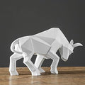 ASNOMY Polyresin White Bull Figurine Home Decor, Abstract Ox Sculptures, Originality Home Decoration Furnishing Animal Ornament Resin, Geometric Surface Statues Ornament Figures