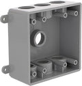 BELL PDB77550GY Two-Gang Weatherproof Box Seven 1/2 in. or 3/4 in. Threaded Outlets, 2 in, Gray