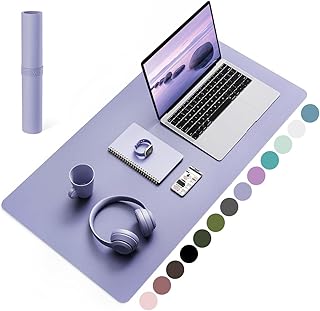 YSAGi Non-Slip Leather Desk Pad, Waterproof Laptop Computer Desk Keyboard Mat, Table Protector Blotter Mat, Large Mouse Pad for Office/Work/Home/Decor(Lavender, 31.5" x 15.7")
