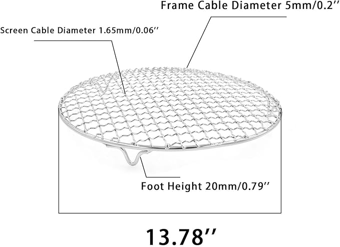 Barbecue Grill Net,BBQ Net for Grilling,Multi-Purpose SUS304 BBQ Grill Mesh, Round Barbecue Wire Rack,BBQ Grate/Steam Mesh for Outdoor Barbeque Camping Charbroil Backyards