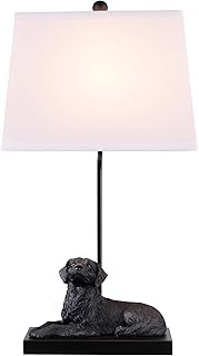 YANIC Desk Lamp with Black Dog Statue, Resin Lamp for Bedroom, 3 Way Dimmable Rotary Switch, Home Décor Accents for Living Room, Office, Dormitory, Reading Room (24061)