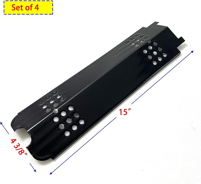 Direct Store Parts DP166 4pk 15 inch Porcelain Steel Heat Plate for Charbroil 463436215, 463439914, 466334613, 466342014 463436213, G432-0096-W1, Heat Tent Shield Deflector for Kenmore 16113, 16115