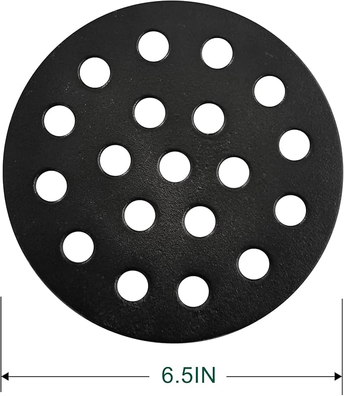 6.5" Cast Iron Bottom Fire Grate, BBQ High Heat Charcoal Plate for S/Mini/Medium Big Green Egg Fire Grate Grill Charcoal Replacement Accessories