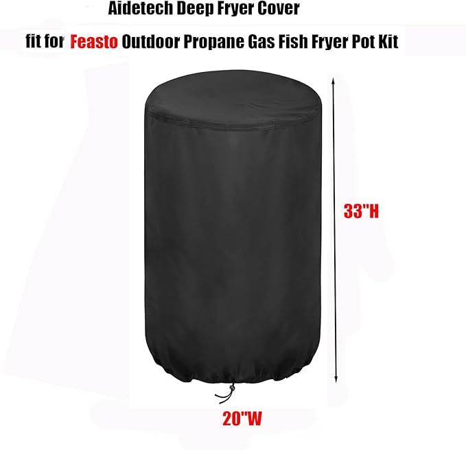 Outdoor Fryers Cover for Feasto 30QT Turkey Fryer, Waterproof Deep Fryer Cover for Outdoor Cooking - 20" W x 33" H