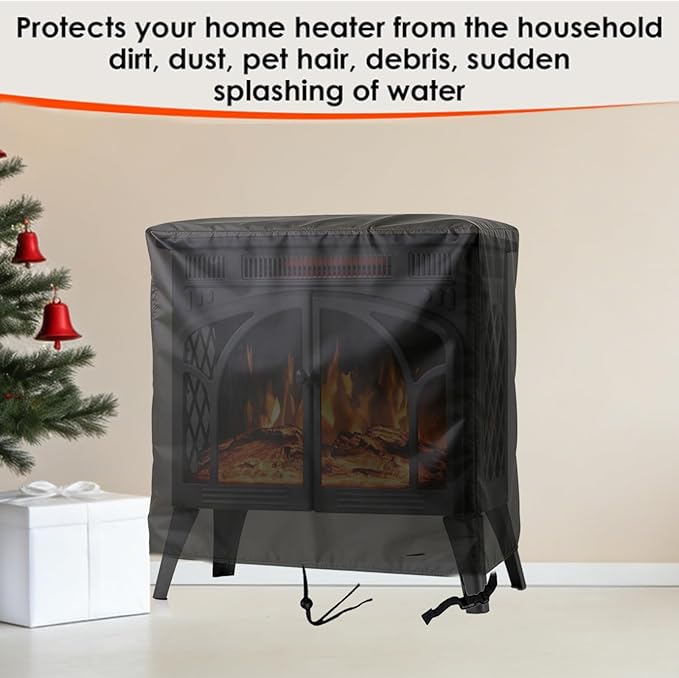 Electric Fireplaces Cover for Electactic, 24 inch Waterproof Free-Standing Infrared Fireplace Stove Cover with Drawstring-25"D x 11"W x 24"H