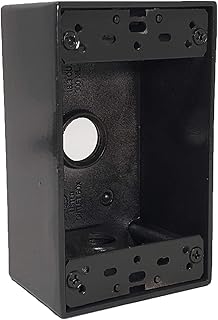 Sealproof 1-Gang 3 1/2-Inch Holes Weatherproof Rectangular Exterior Electrical Outlet Box with 3 Outlet Holes, Three 1/2" Holes, Single Gang, UL Listed, Bronze