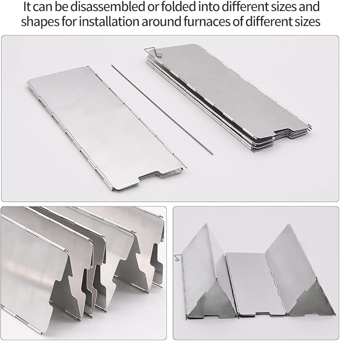 Stove Windscreen, 16 Plates Aluminum Stove Windshield with Drawstring Bag, for Camping, Butane Stoves