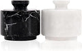 MARBLOUS KRAFTS Marble Salt Cellar with Lid 3" White and Black Zebra Spice Jar For kitchen Counter Stone Salt Container and Salt, Pepper Bowls, Sugar Bowl For Table