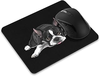 WIRESTER Non-Slip Rectangle Mousepad, Boston Terrier Dog Lying Down Looking Up Mouse Pad for Home, Office and Gaming Desk
