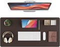 K KNODEL Leather Desk Pad Protector, Office Desk Mat, Large PVC Leather Desk Blotter, Non-Slip Mouse Pad (Dark Brown, 15.7" x 31.5")