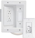 Legrand On-Q in-Wall TV Power Kit – Cable Management System with Recessed Outlet, Hides Wires for Wall-Mounted TVs, 6FT Power Cord, White, CPT306WV1
