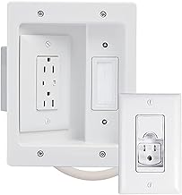Legrand On-Q in-Wall TV Power Kit – Cable Management System with Recessed Outlet, Hides Wires for Wall-Mounted TVs, 6FT Power Cord, White, CPT306WV1